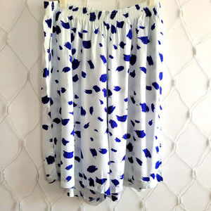 Vintage 80s Extra Long Flowy Shorts / White & Royal Blue / Size 1X